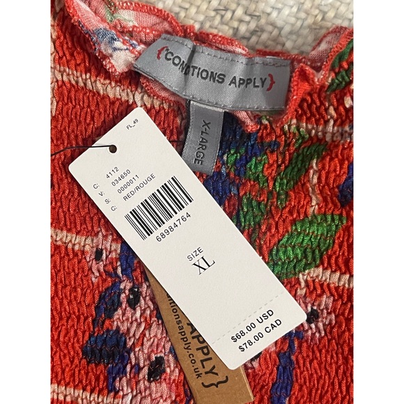 Anthropologie Conditions Apply Katalia Printed Smocked Peplum Tank NWT SZ XL - Picture 7 of 12